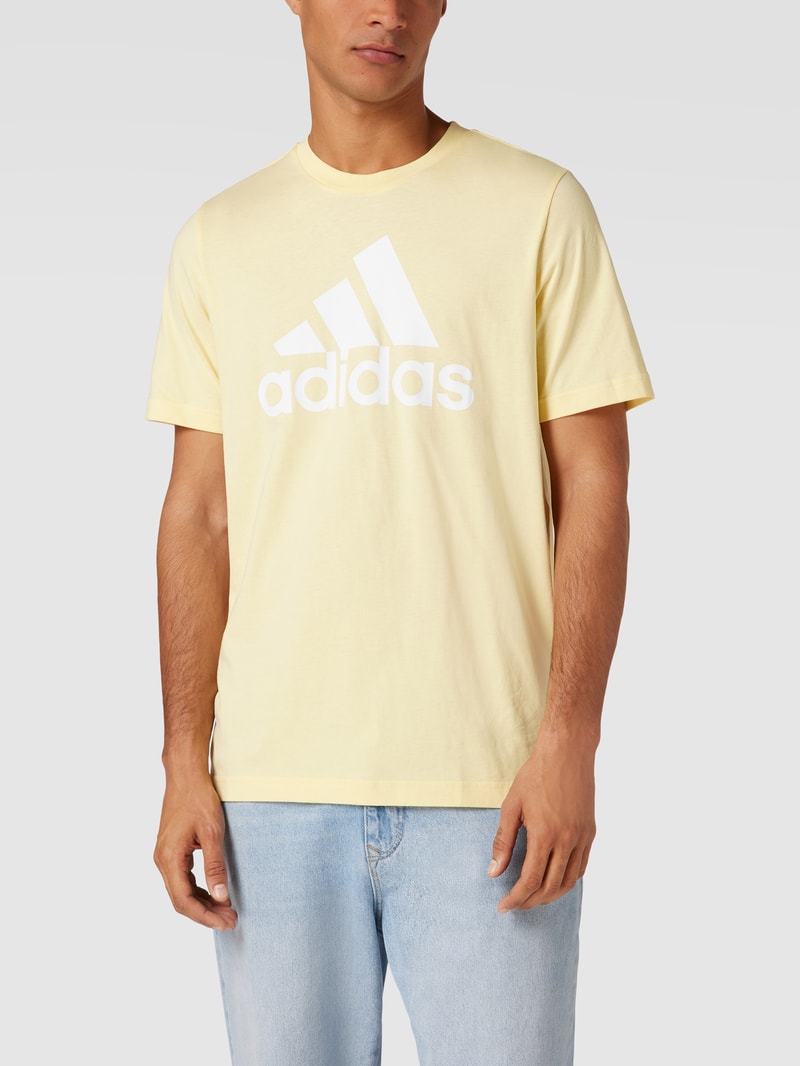 T-Shirt mit Label-Print in gelb