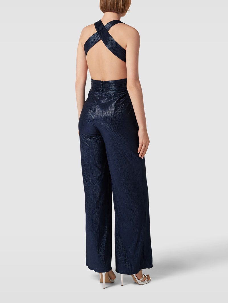 Jumpsuit mit Effektgarn in marineblau