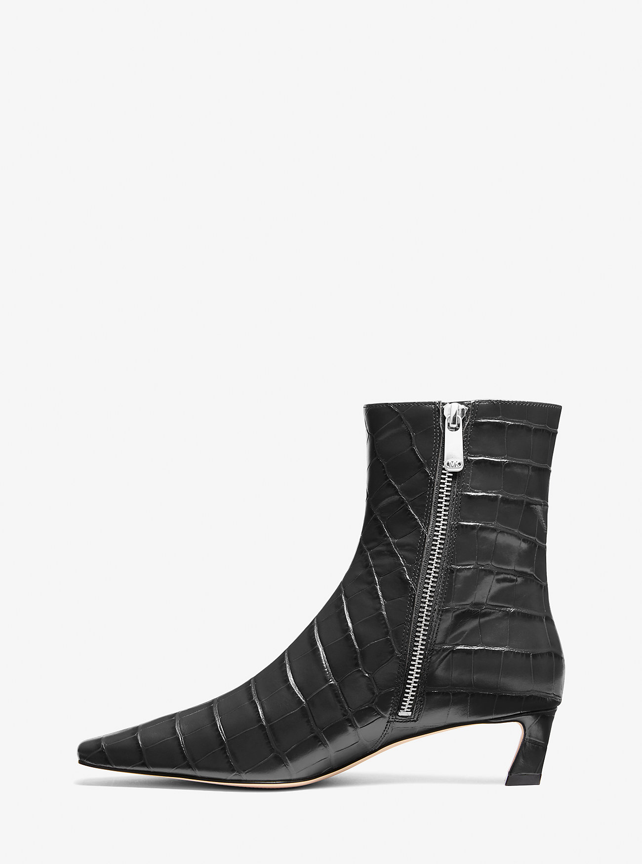 Cosmo Crocodile Embossed Leather Boot - BLACK