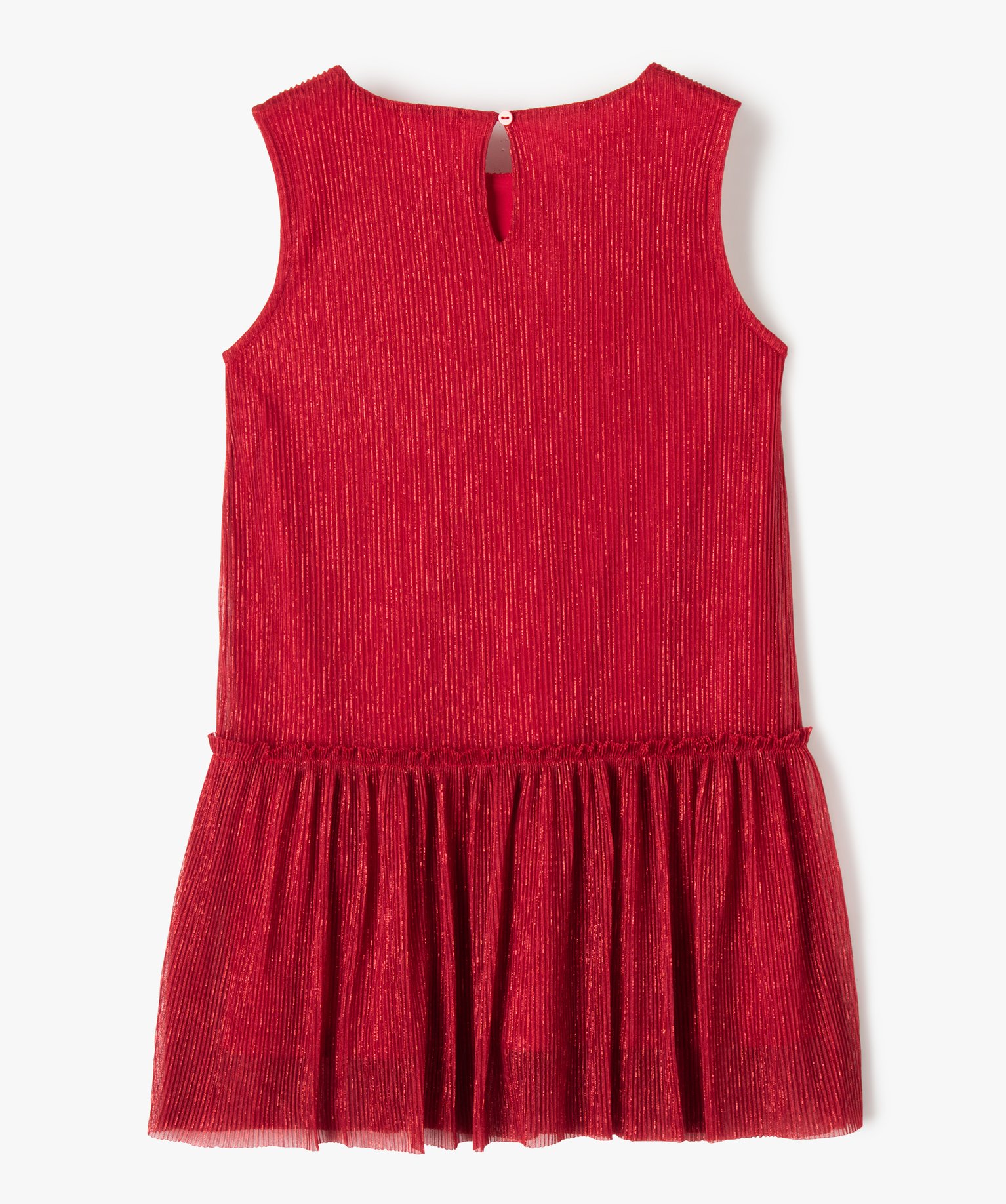 Robe fille scintillante avec volant dans le bas rouge | GEMO