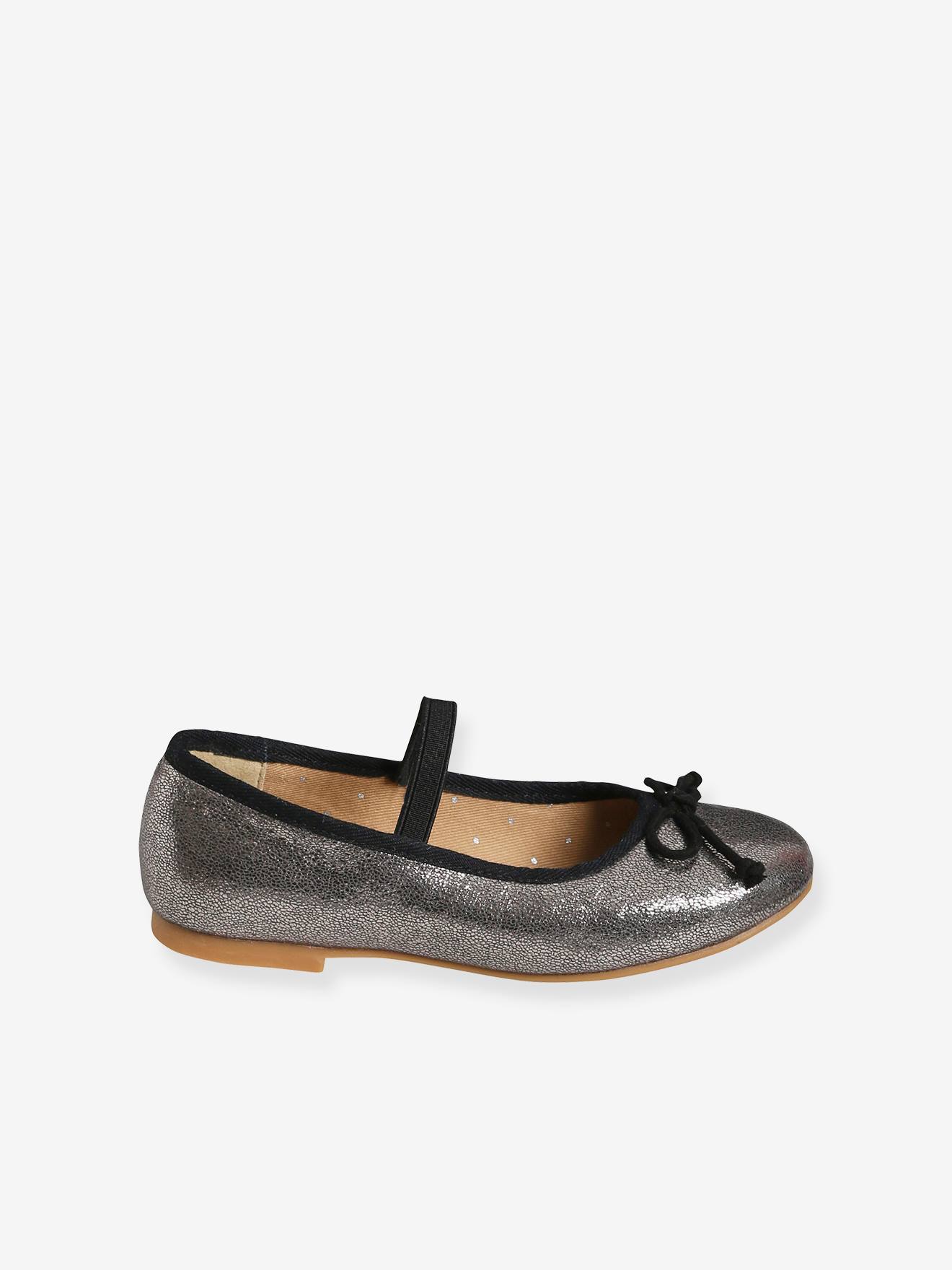Vertbaudet Mädchen Ballerinas mit Glanzeffekt - silber