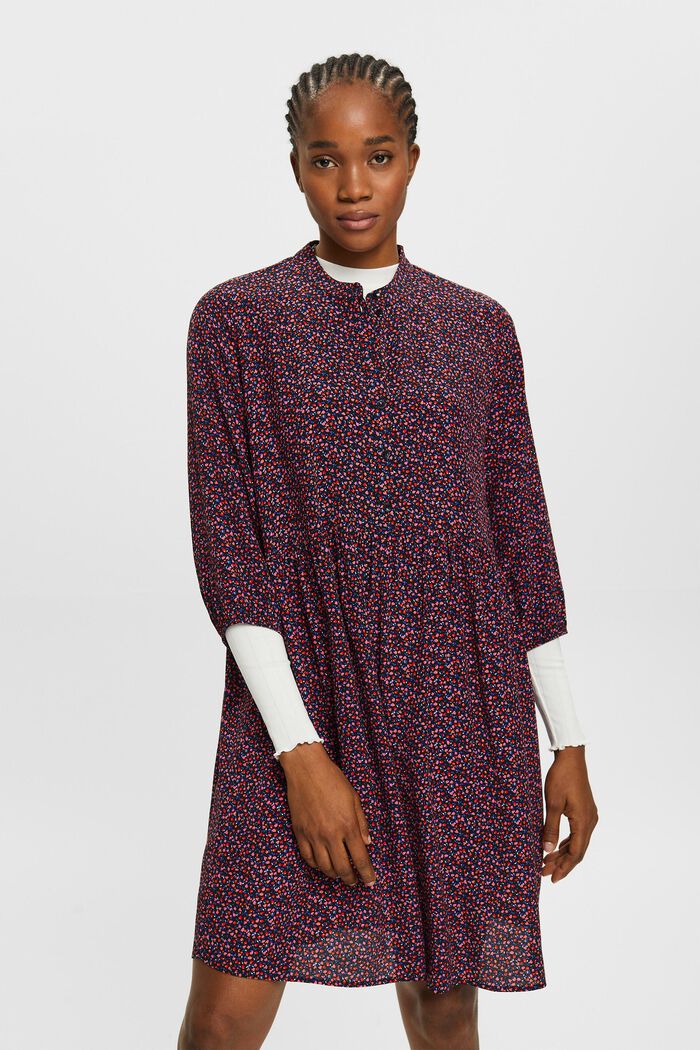 Florales Midikleid mit Knöpfen