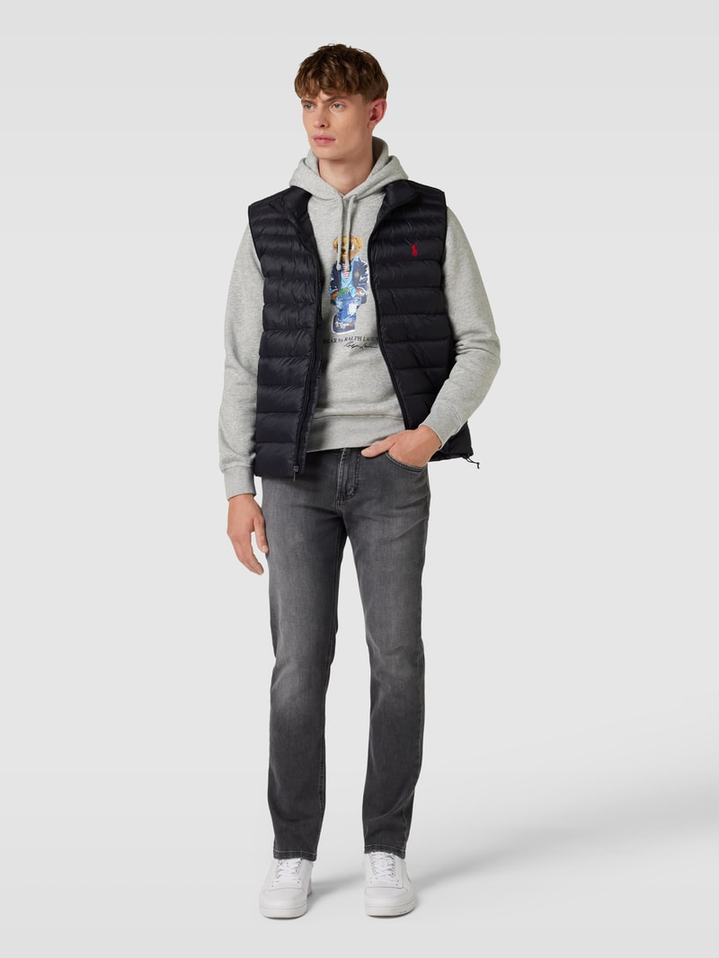 Hoodie mit Motiv-Print in mittelgrau
