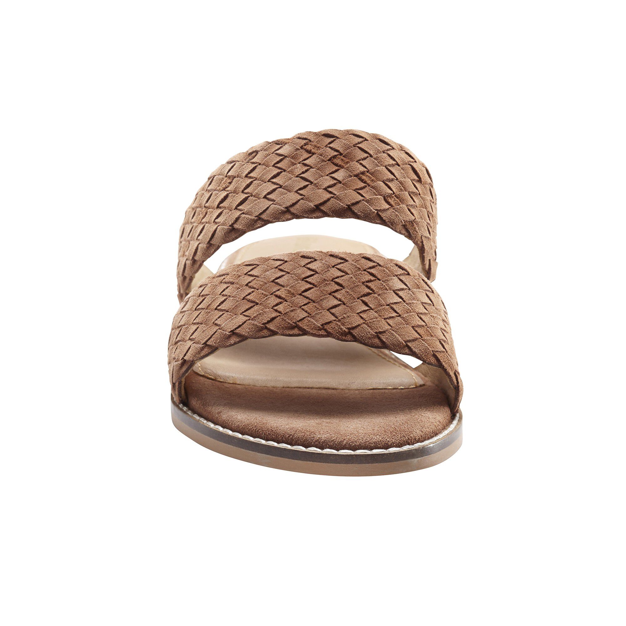 Mules plates en cuir tressé
