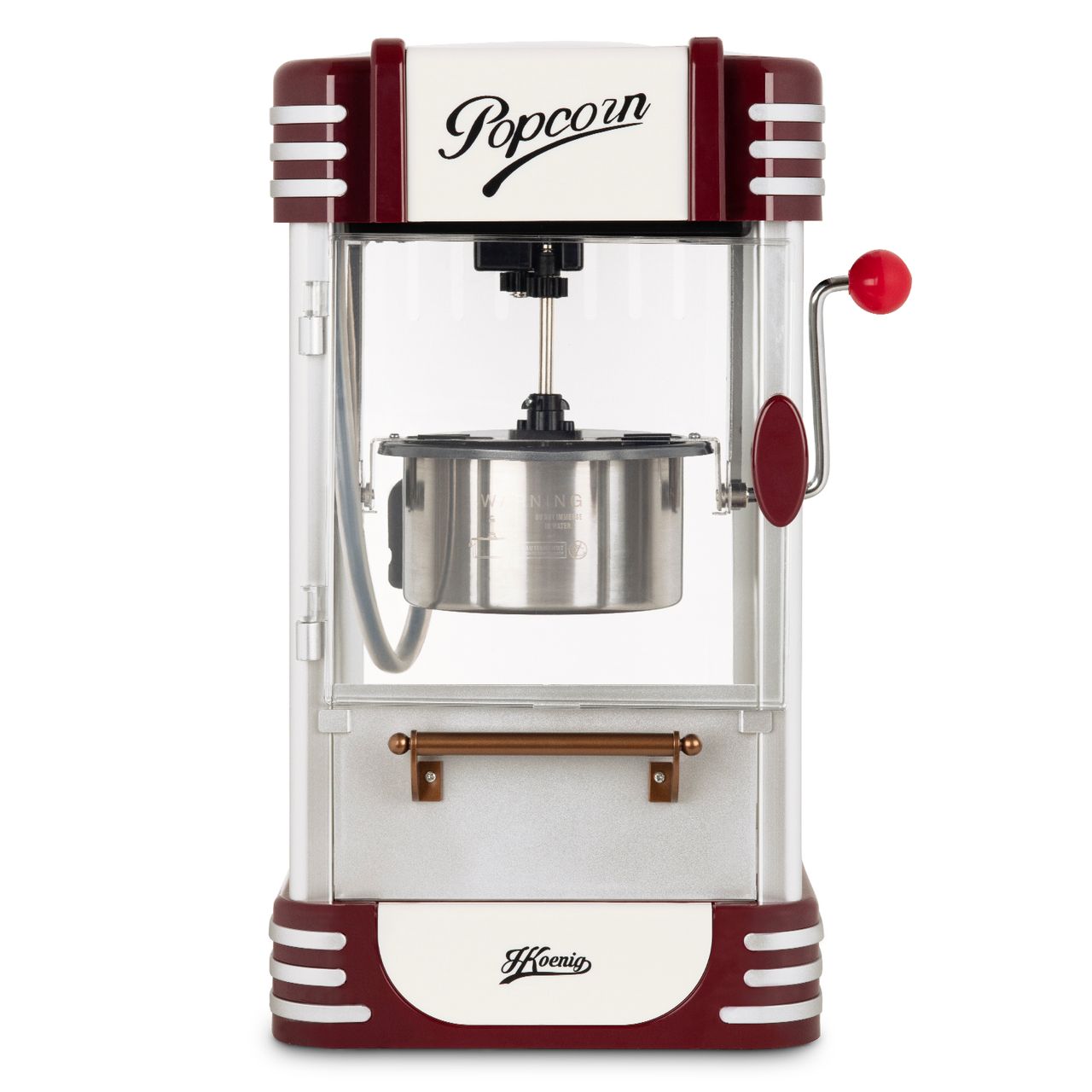 H.Koenig POP330/ Popcorn Maschine /Retro-Design/Topf aus Edelstahl und Aluminium