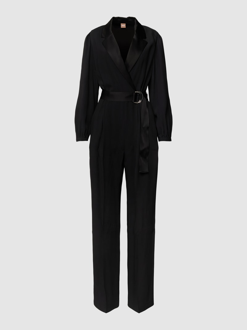 Jumpsuit mit Stoffgürtel Modell 'Duxea' in schwarz