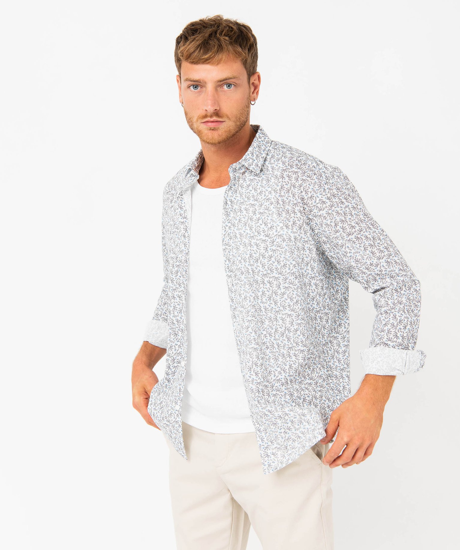 Chemise manches longues à micro-motifs homme imprime | GEMO