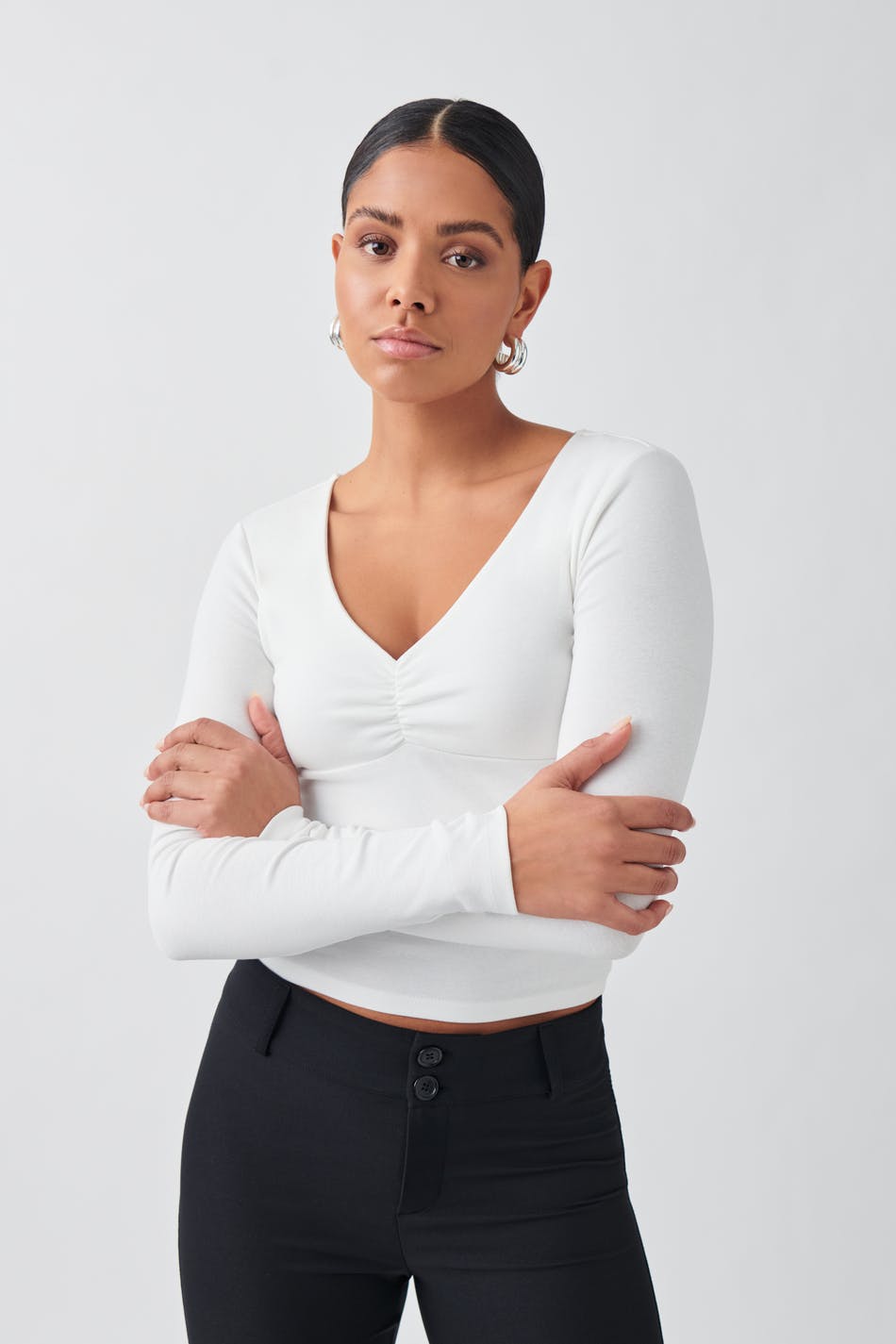 Long sleeve v-neck top