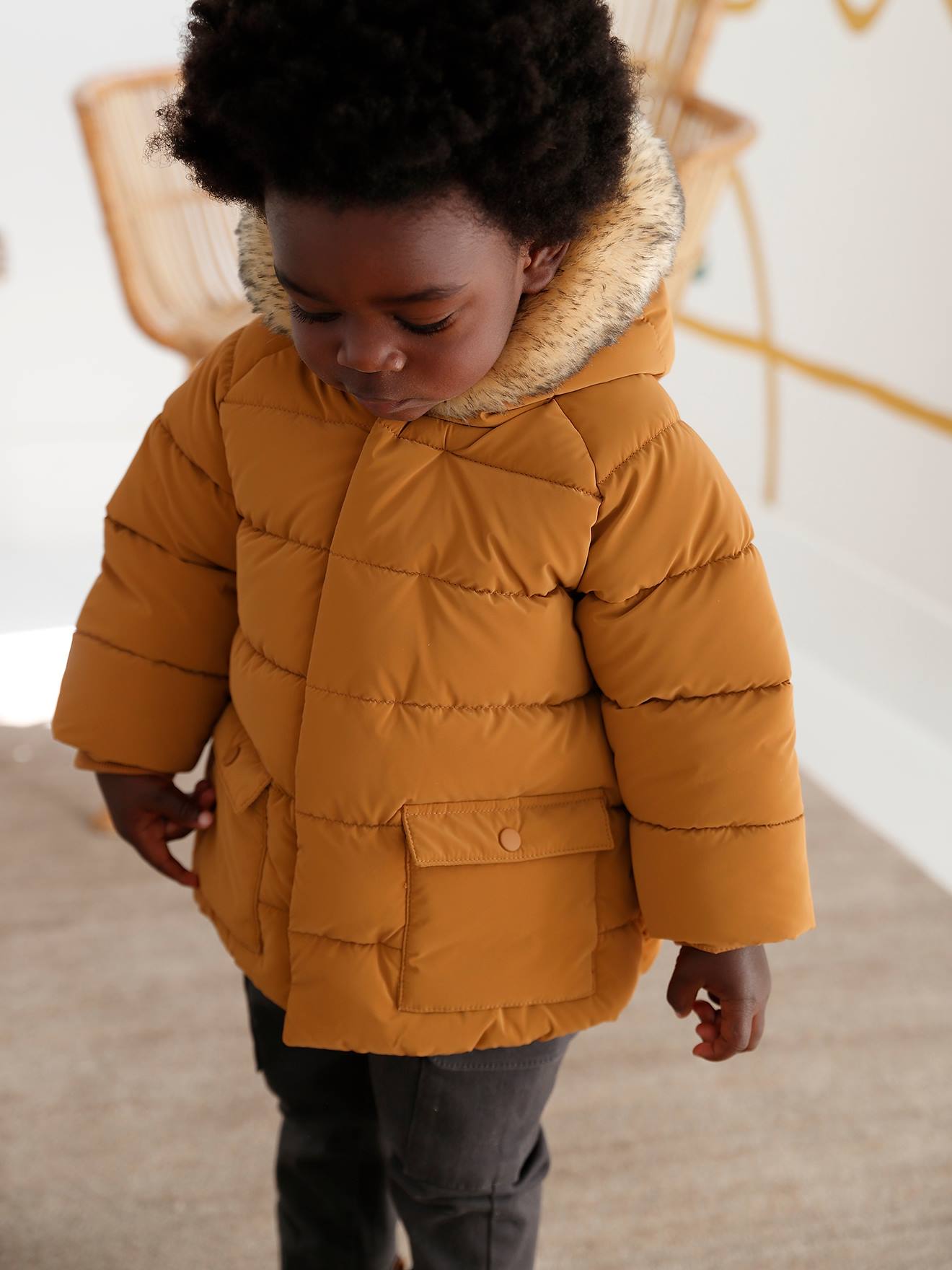 Vertbaudet Jungen Baby Winterjacke mit Recycling-Polyester - indigo-blau