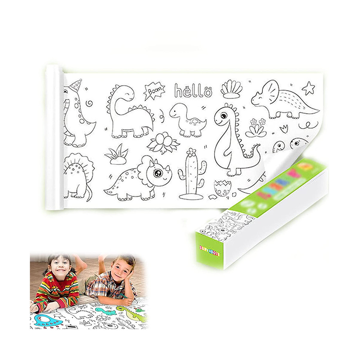 Ausmalen auf Zeichenpapier Rolle Dinosaurier für Kinder
