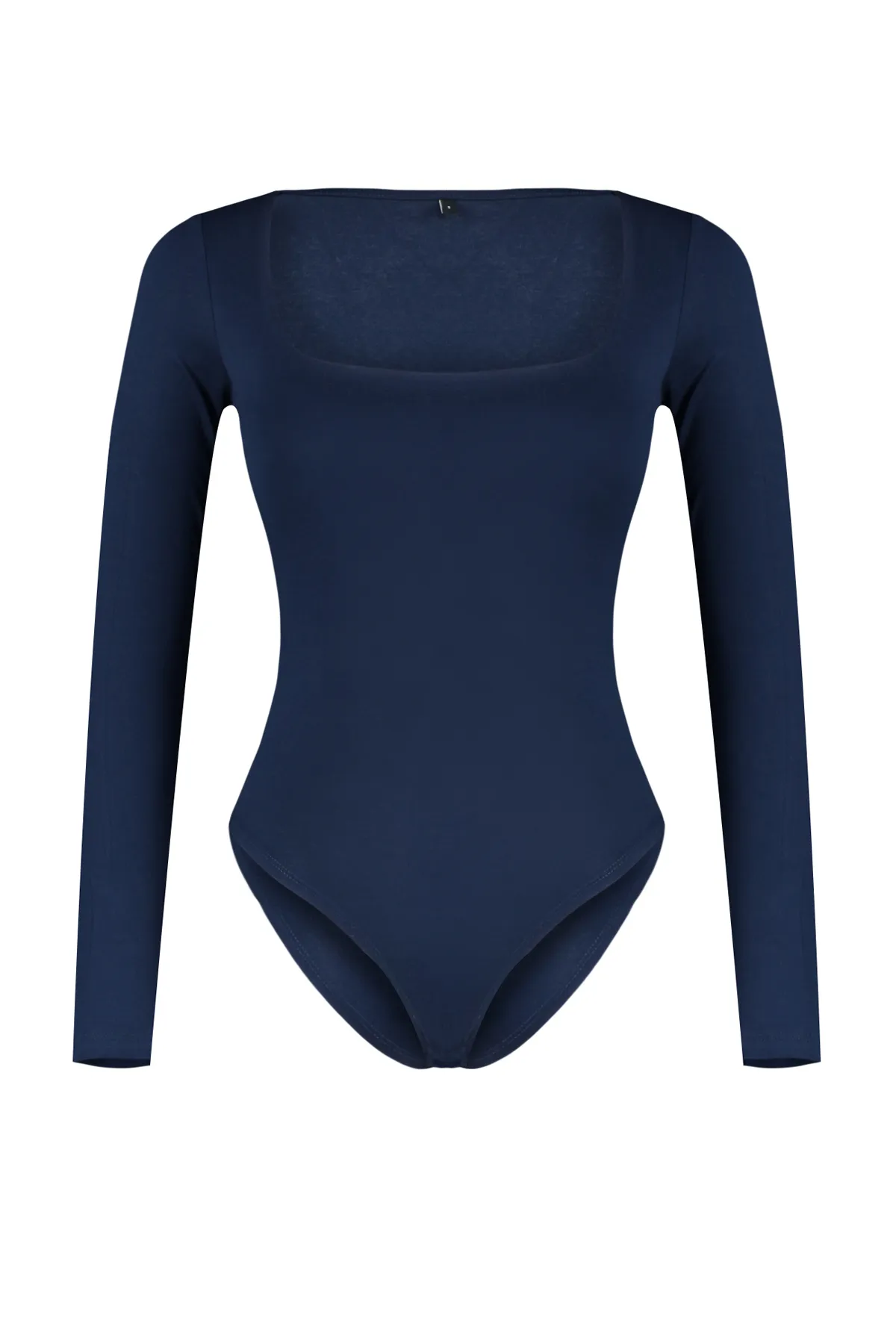 Trendyol Collection  Marineblauer Premium-Strickbody mit quadratischem Kragen und Druckknöpfen unten TWOAW24BD00062