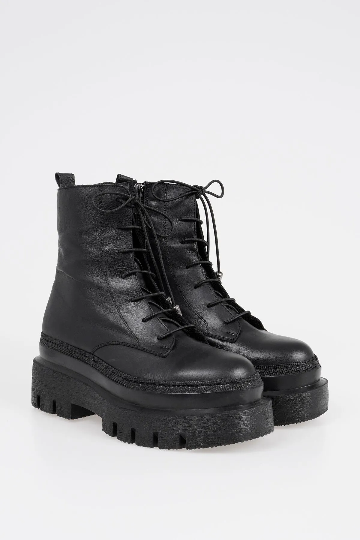 CZ London  Damen-Winterstiefel zum Schnüren aus Leder mit dicker Sohle
