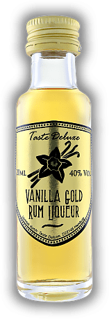 Vanilla Gold Rum Liqueur 0,02 Liter Vanilla Gold Rum Liqueur 0,02 Liter Feiner Vanille Rum Likör aus holzfassgereiftem jamaikanischem Gold Rum, aromatisiert mit echter Bourbon-Vanilleschote. 0,02	 Liter - Vol 40%