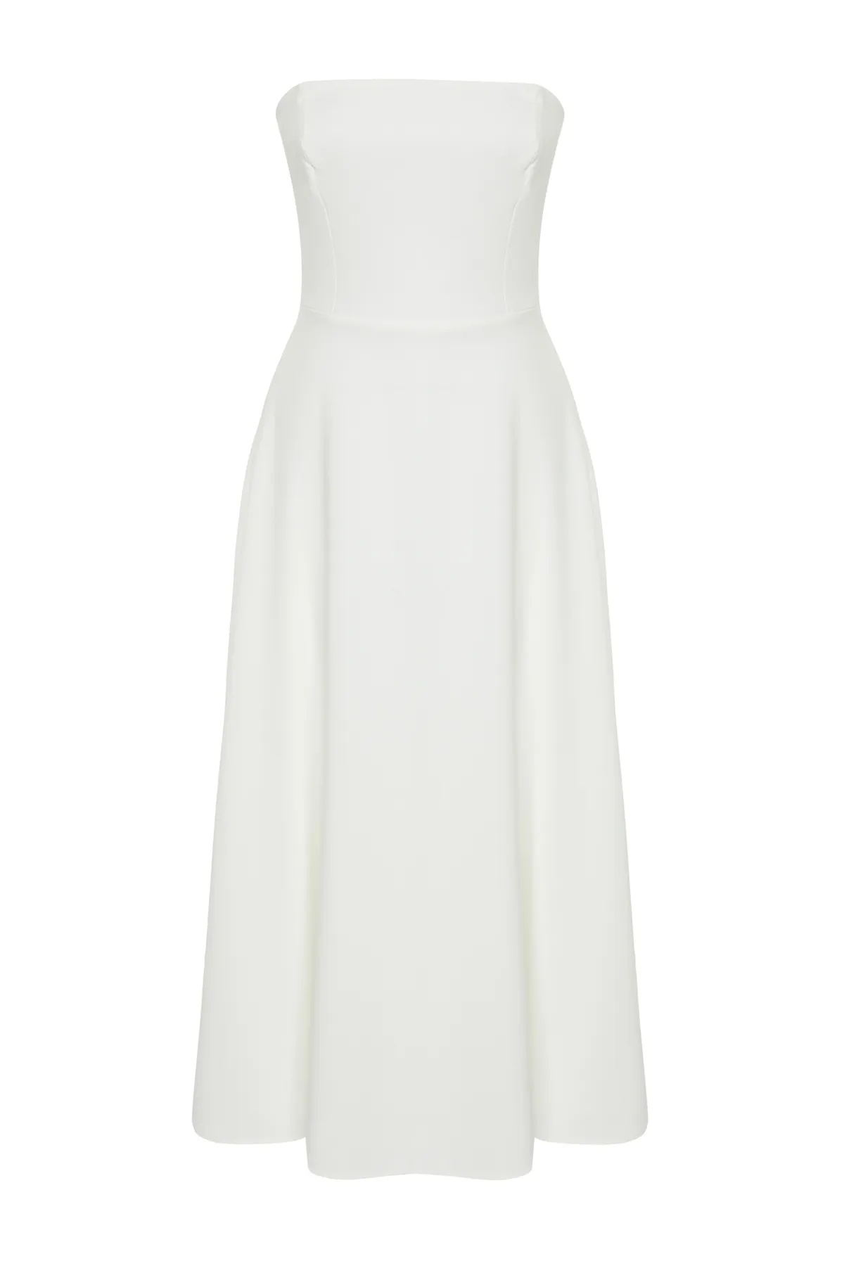 Trendyol Collection  Weißes Brautkleid mit Taillenöffnung/Skater-Hochzeit/langes Nikah-Abendkleid TPRSS24EL00139