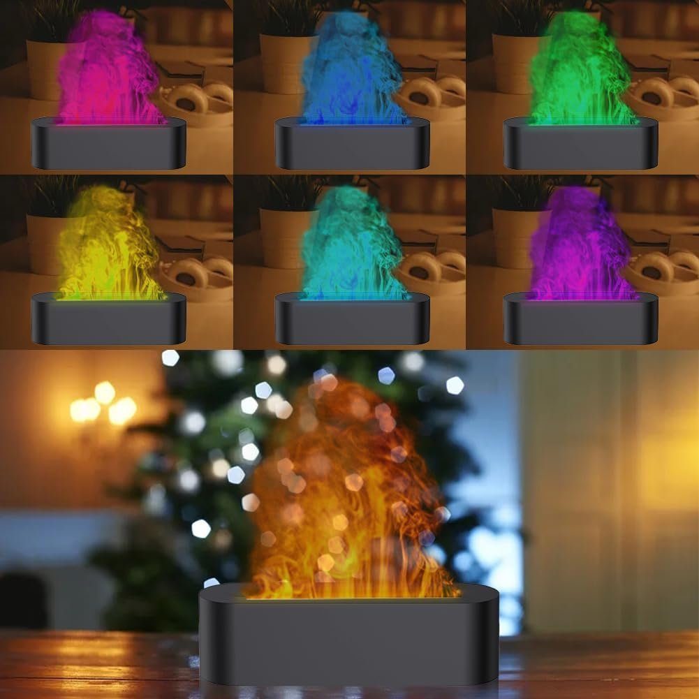 megadot Diffuser für Ätherische Öle,Metall Aroma Diffuser Flammeneffekt,Flame Diffuser, Luftbefeuchter mit flammeneffekt 3 in 1 Air Humidifier