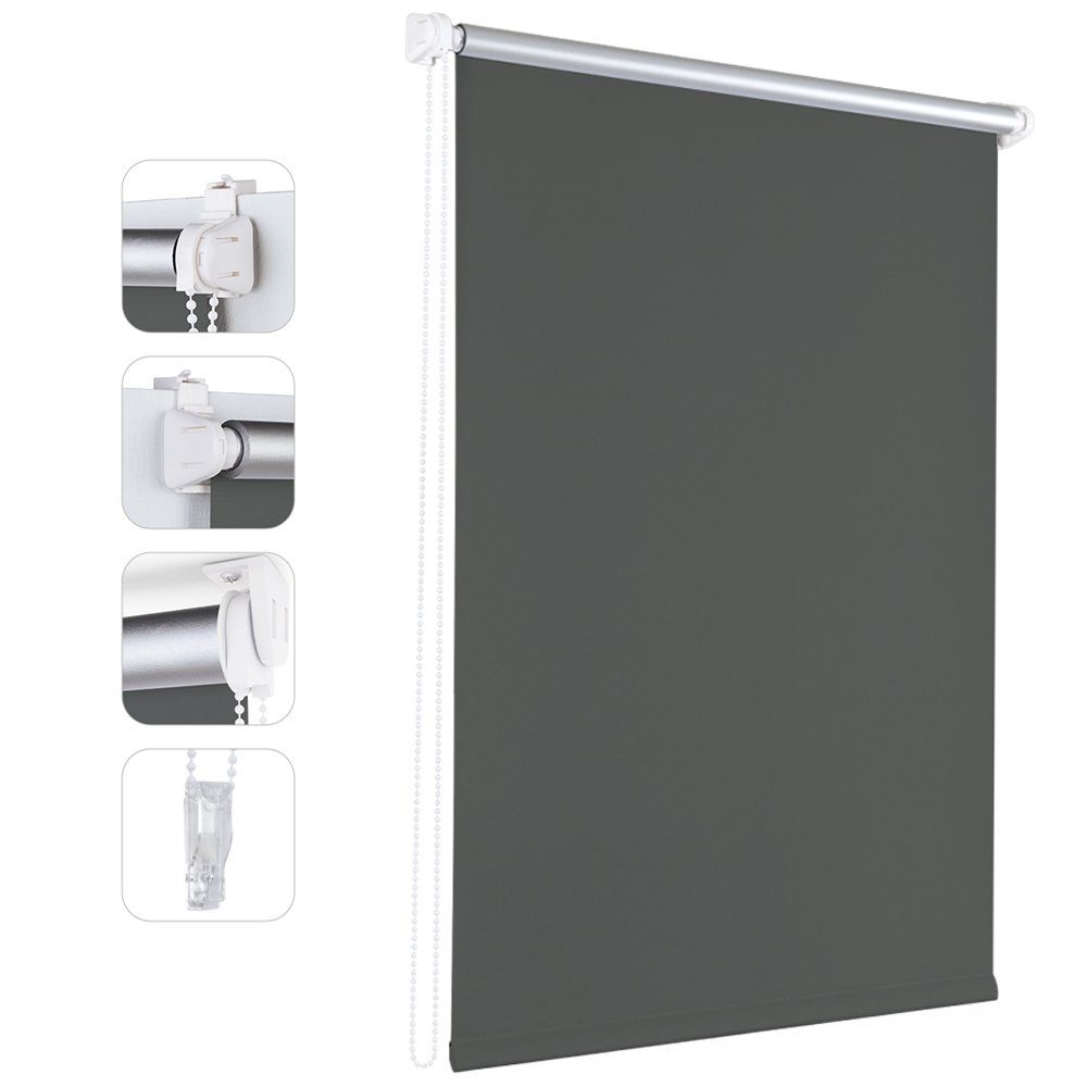Rollo Verdunkelungsrollo Rollos für Fenster ohne Bohren Seitenzugrollo, Sekey, Klemmfix, Sonnenschutz Sichtschutz Thermo Rollo für Wohnzimmer, Schlafzimmer
