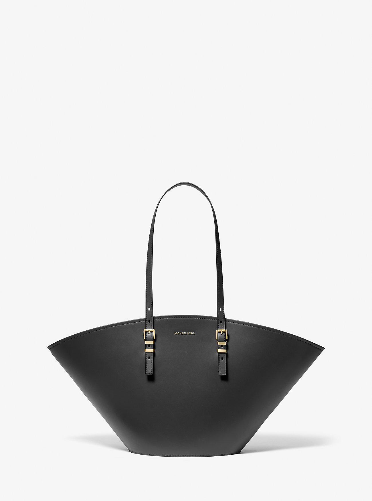 Isa Large Leather Tote Bag - BLACK