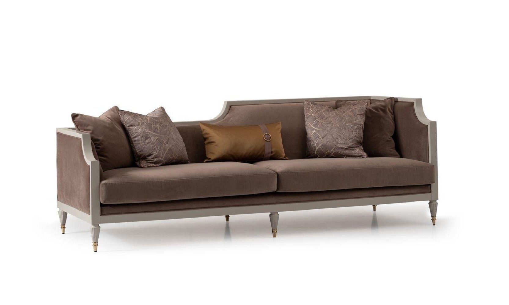 JVmoebel Wohnzimmer-Set Couchgarnitur Viersitzer 4 Sitz Couchtisch Stoffsofa Sessel Braun 4tlg, (4-St., 2x Sofa 4 Sitzer + 1x Sessel + 1x Couchtisch), Made in Europa