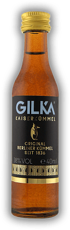 Gilka Kümmel 0,04 Liter Gilka Kümmel 0,04 Liter Seit 1836 ein Berliner Original. 0,04	 Liter - Vol 38%