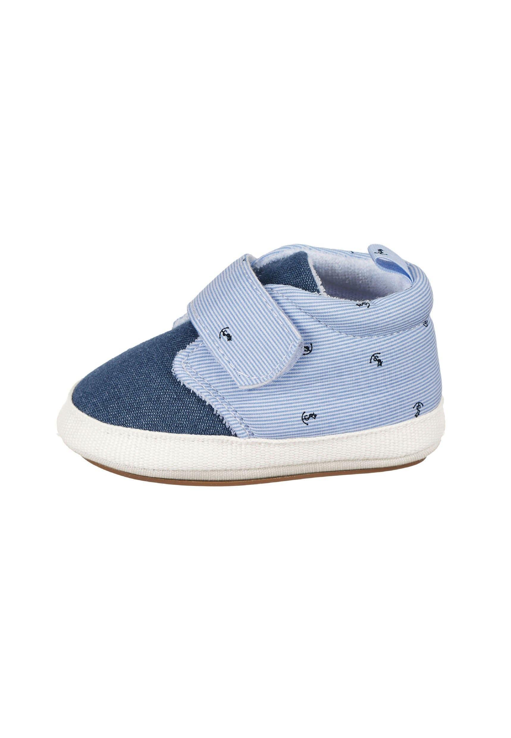 Babyschuh aus Denim und Baumwollstoff mit Druck