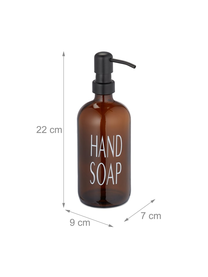 relaxdays 2 x Glas Seifenspender in Braun - 500 ml günstig kaufen onesize