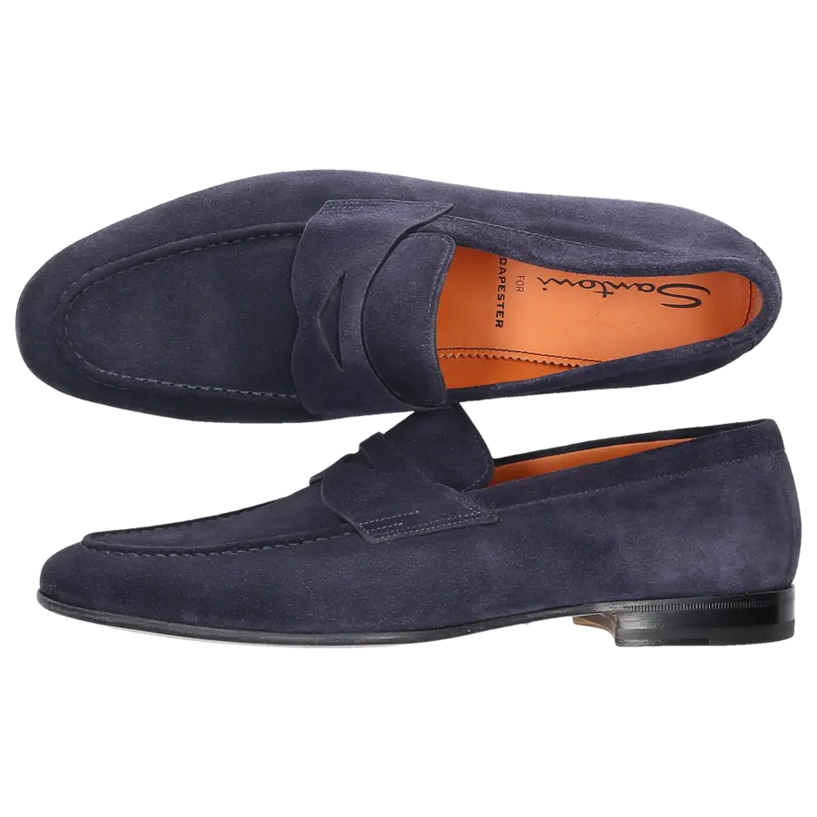 Santoni - Loafer 17511 Veloursleder - blau