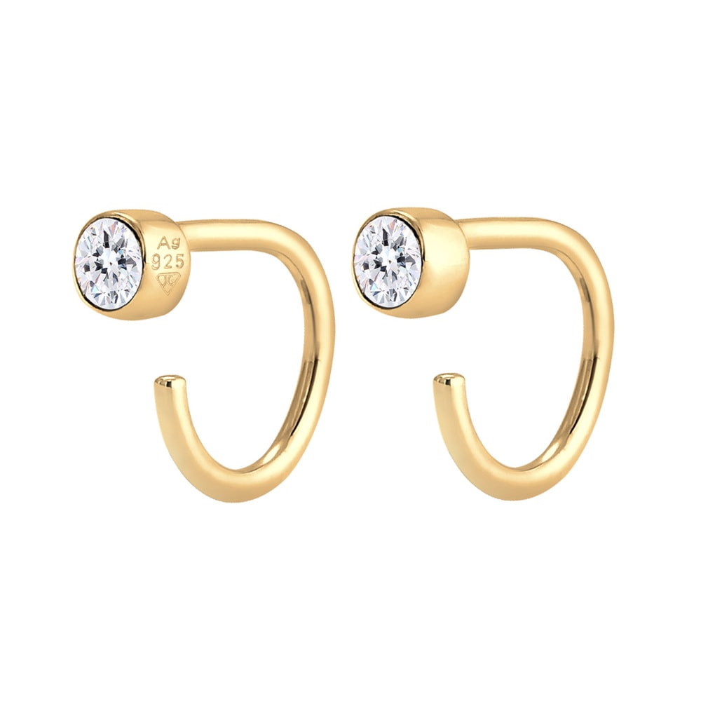 Elli Elli Boucles d'Oreilles Creole Geo Kristalle 925 Silber Cercle Boucles d'oreilles