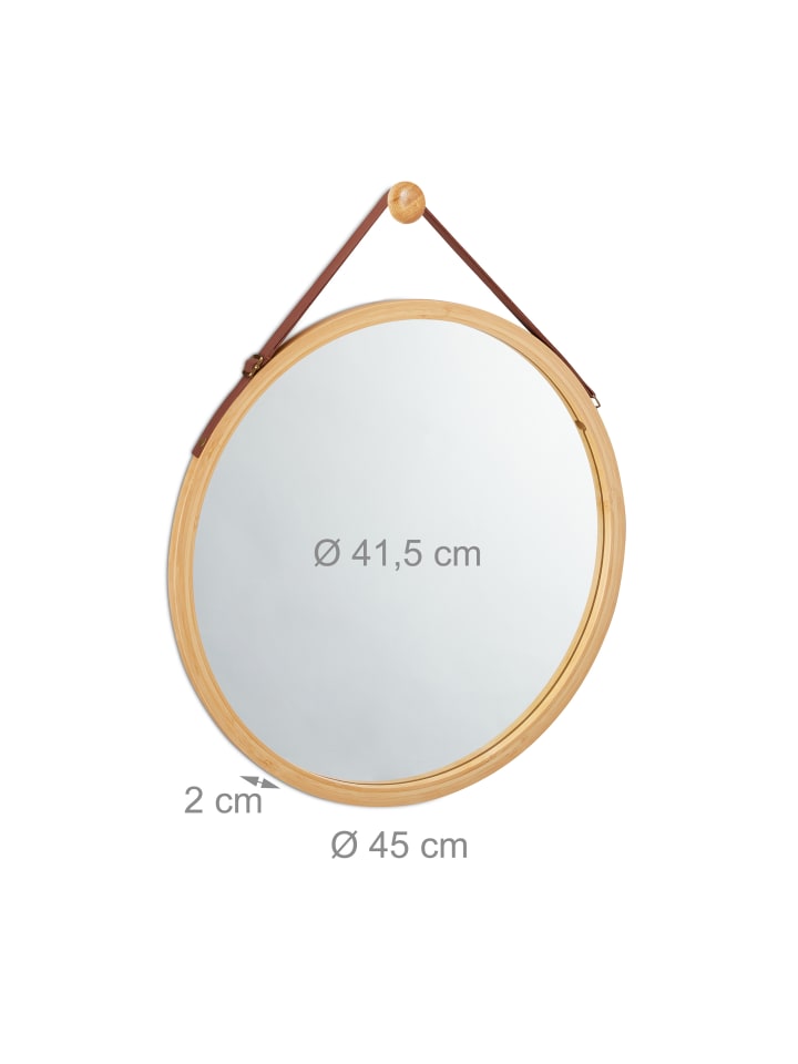 relaxdays Hängespiegel in Natur - Ø 45 cm günstig kaufen onesize