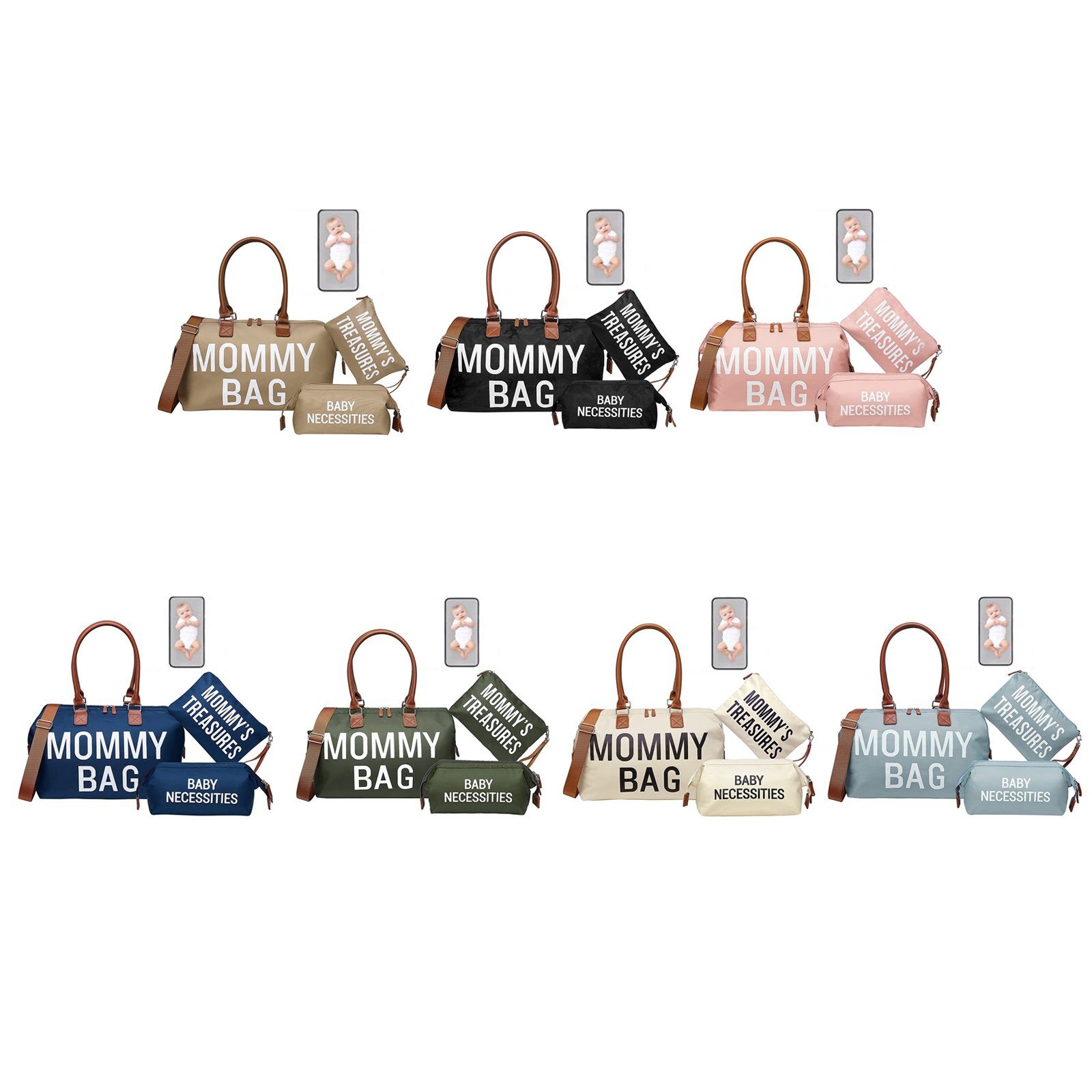 WISHDOR Wickeltasche Krankenhaus Mama Tasche Krankenhaustaschen Mommy Bag Wickelunterlage (Mit 2 Tasche, Baby-Wickeltasche, mit Griff), Multifunktional Reisetasche für Mama Papa und Jungen Mädchen