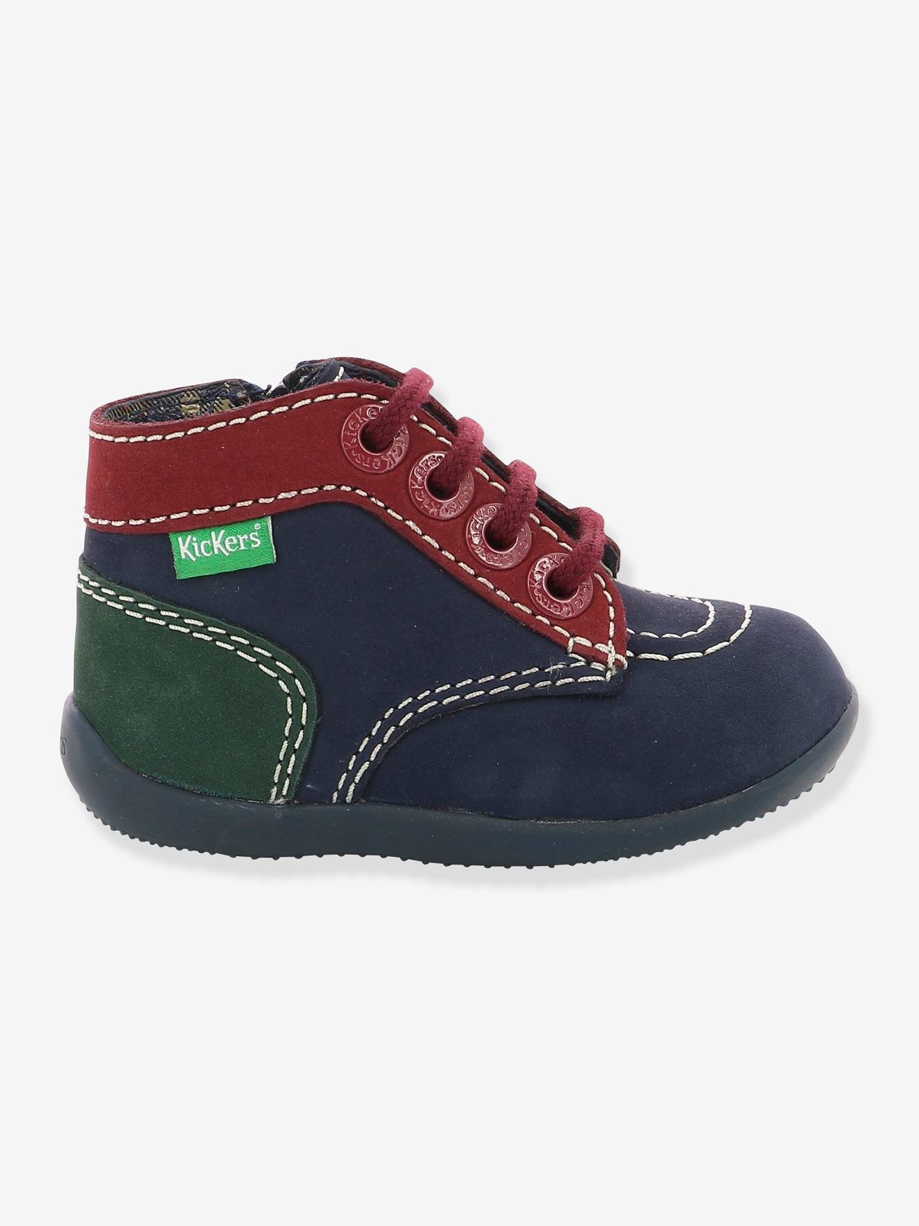 Bottillons cuir bébé garçon Bonzip KICKERS® 1ers pas marine