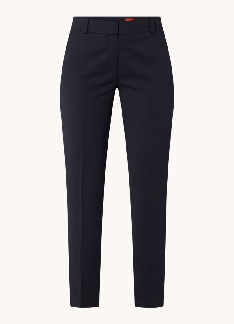HUGO BOSS Hetana mid-waist slim-fit trousers in wool blend with side pockets