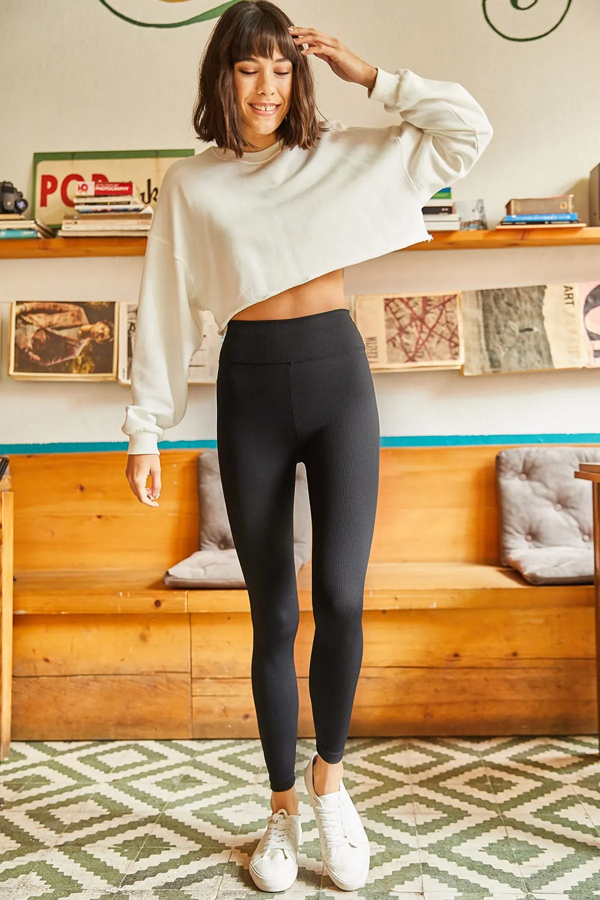 Olalook  Leggings - Schwarz - Mittlerer Bund