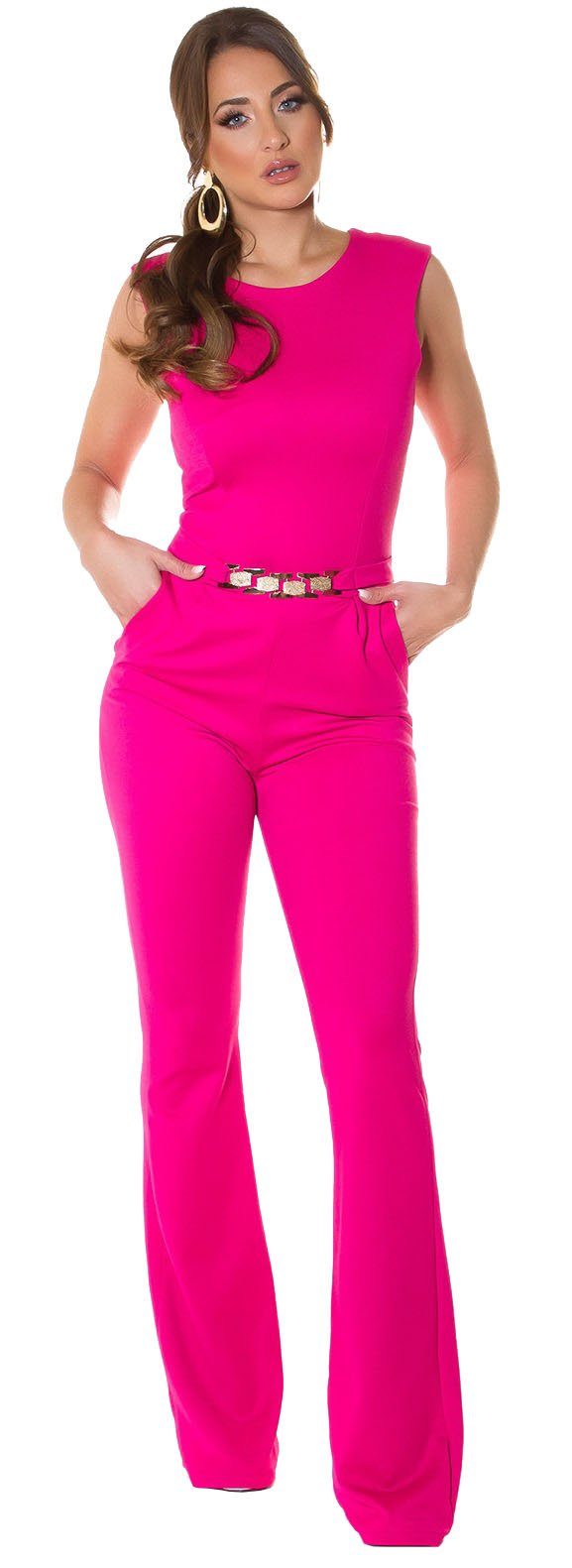 Koucla Jumpsuit eleganter Overall mit Schnalle und Schlag, ärmellos