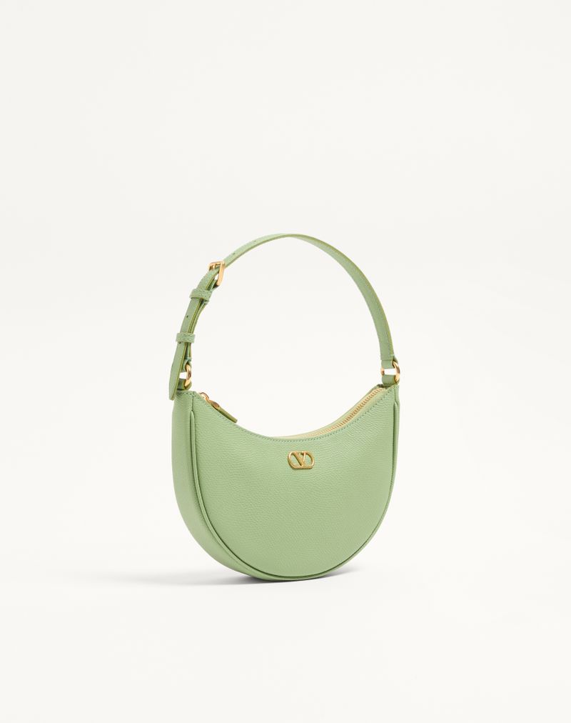 Bolsa Mini Hobo Assinatura VLogo em pele de bezerro granulada