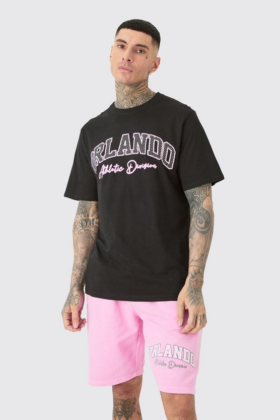 Tall T-Shirt & Shorts mit Orlando College-Print