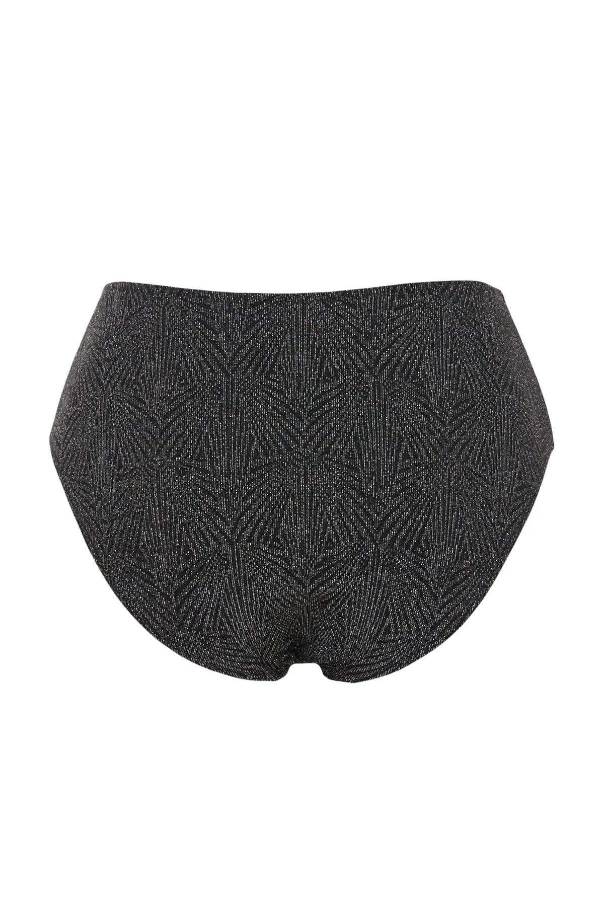 Trendyol Collection  Schwarze, silbrige Bikinihose mit hoher Taille und normalem Beinverlauf TBESS23BA00241