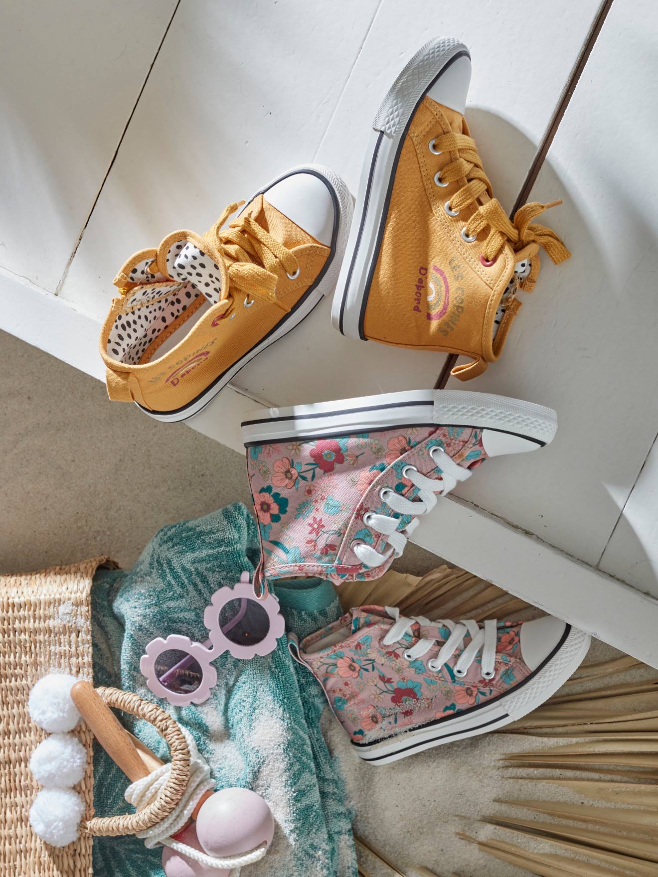 Vertbaudet Mädchen Stoff-Sneakers - mehrfarbig geblümt