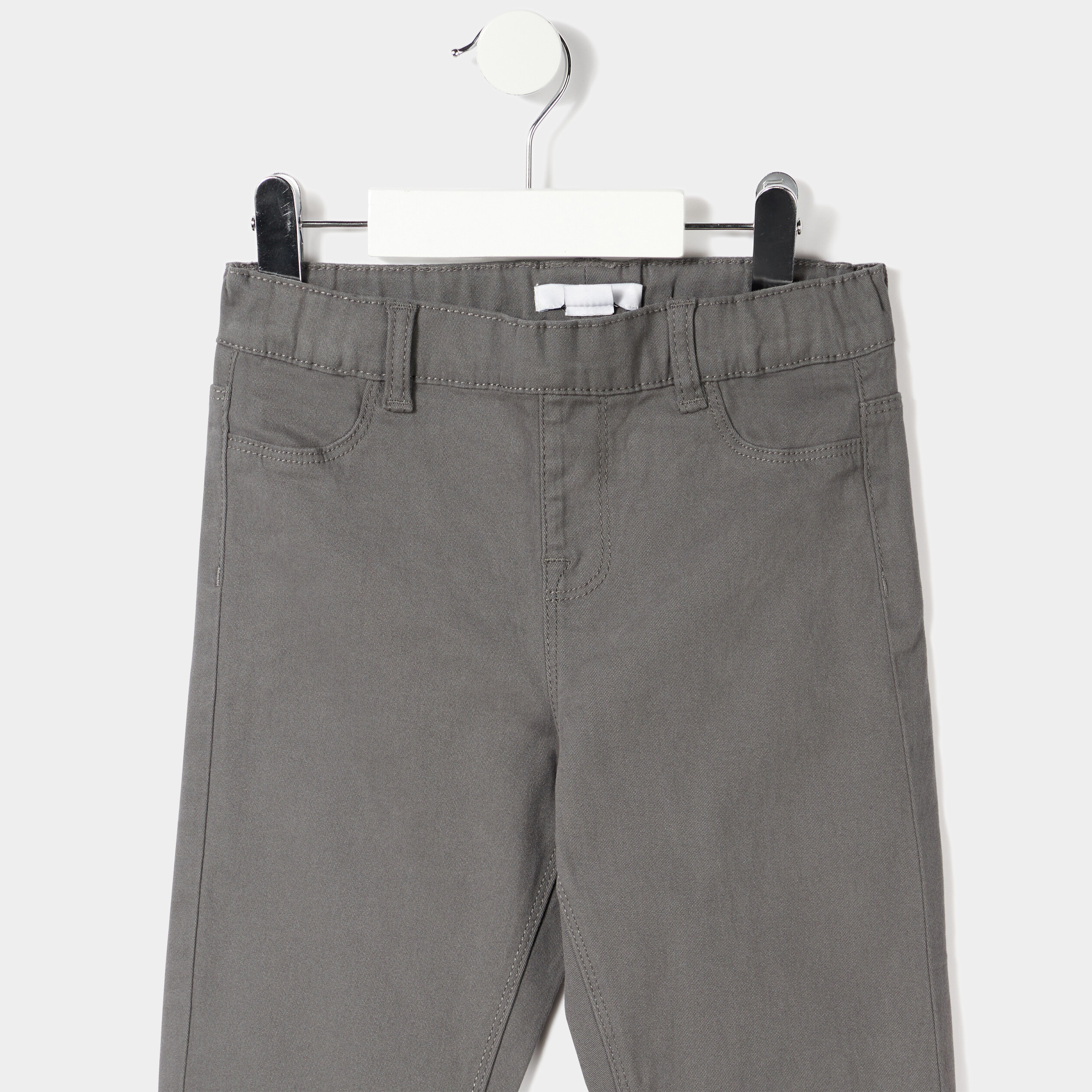 Pantalon tregging ajustable en coton gris foncé fille | La Halle