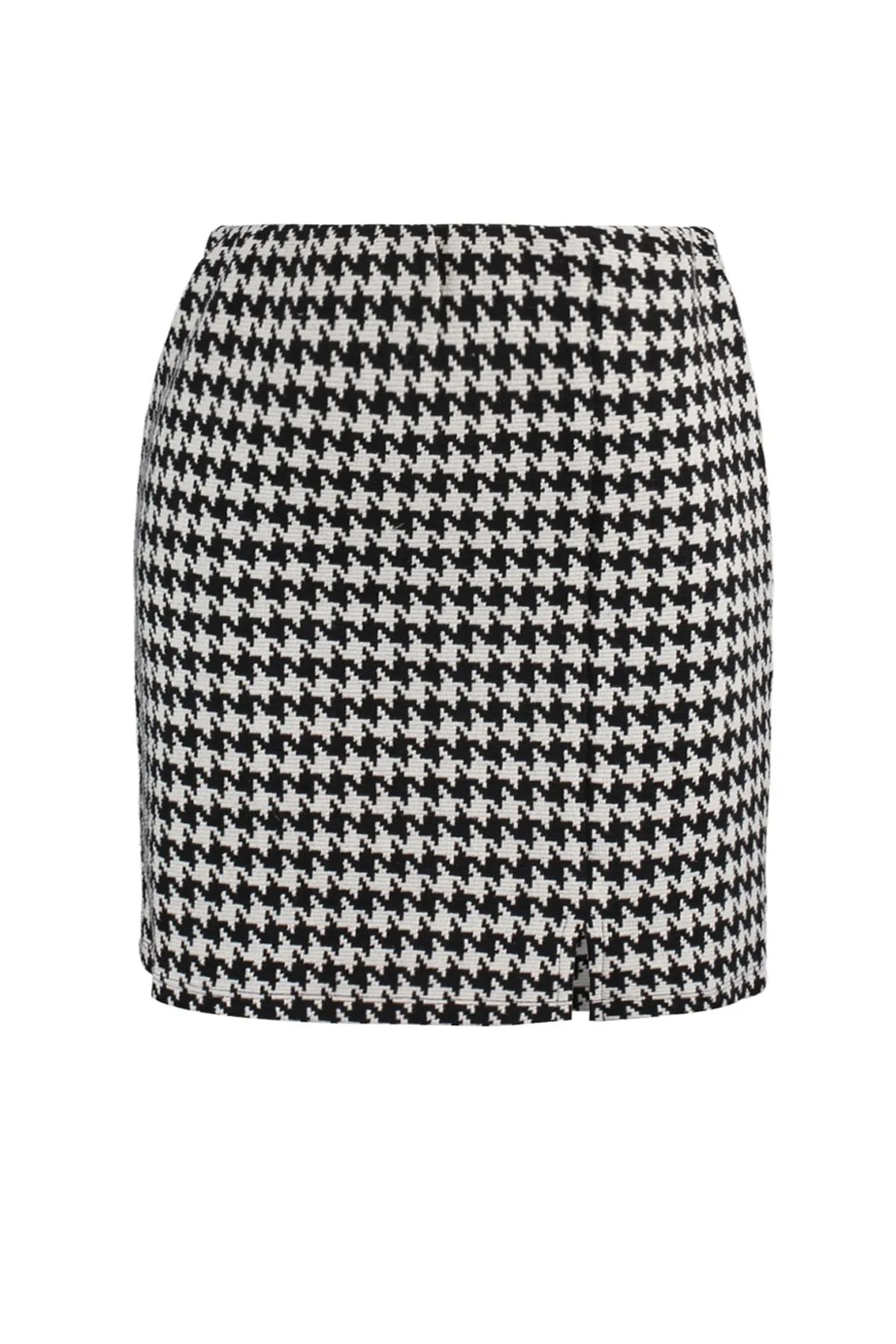 Trendyol Collection  Schwarzer Mini-Strickrock mit Hahnentrittmuster TWOAW23ET00112