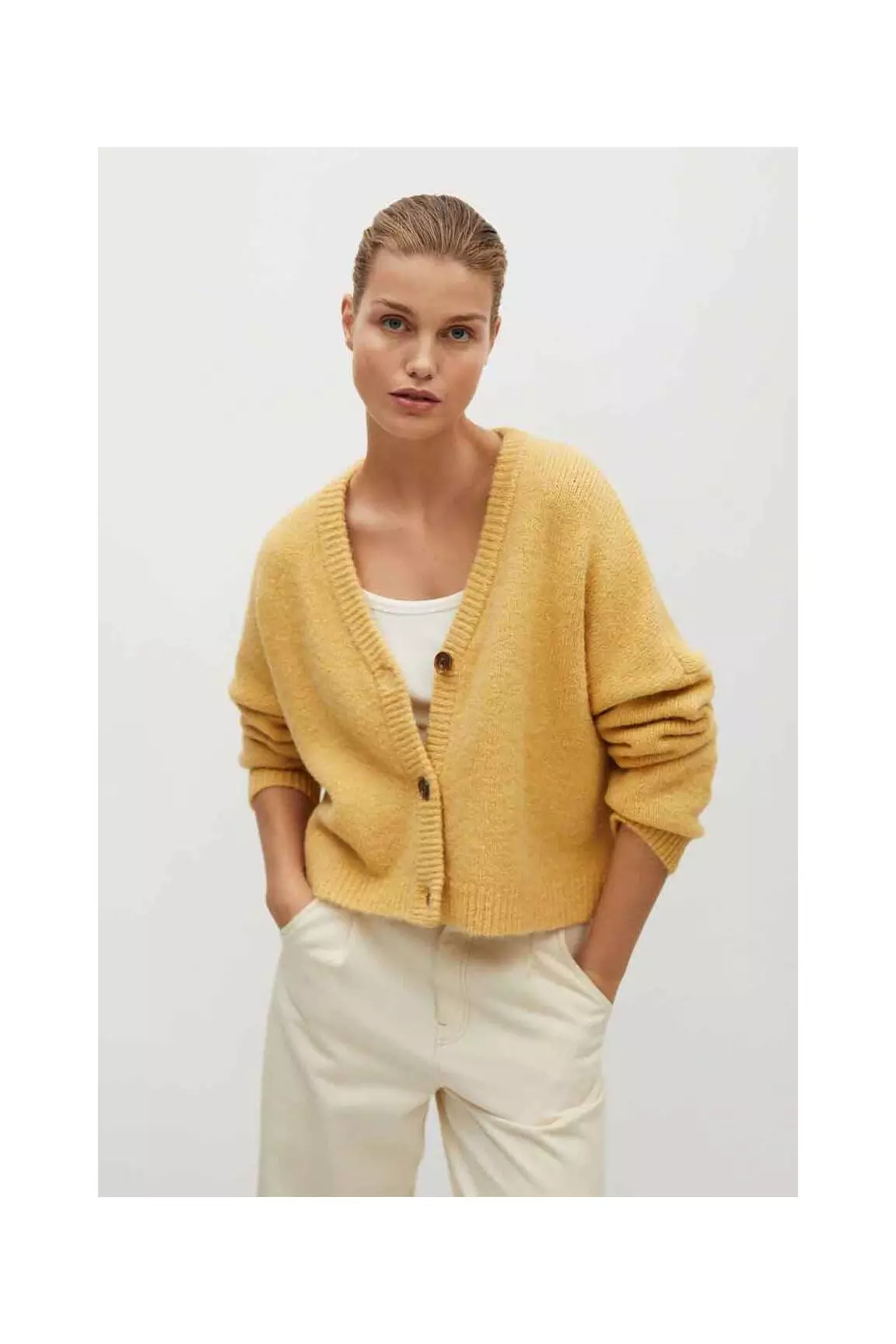 Mango Cardigans Femme couleur jaune