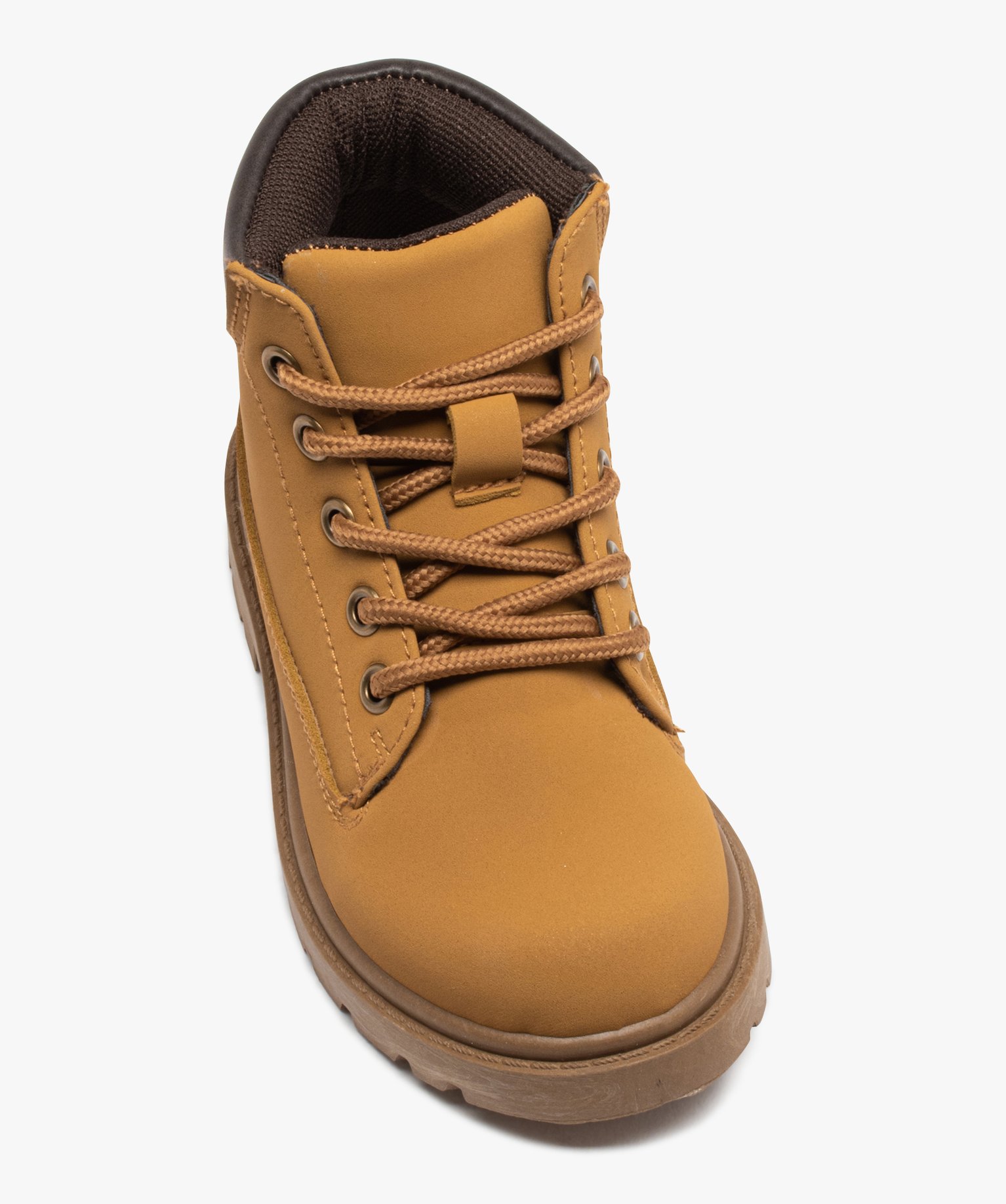 Boots à lacets et semelle crantée du 25 au 30 camel | GEMO