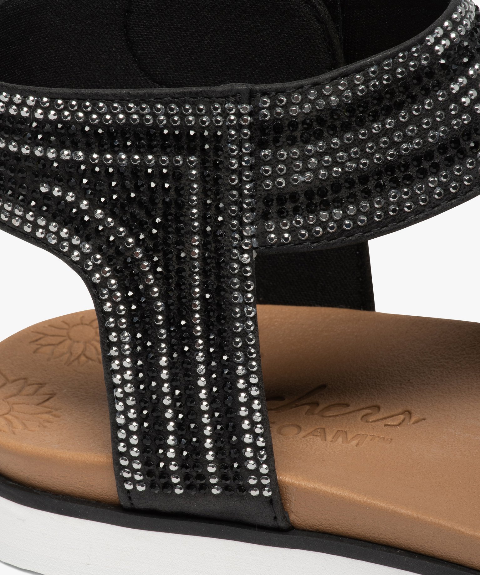 Sandales femme à entre-doigts et à strass - Skechers noir | GEMO