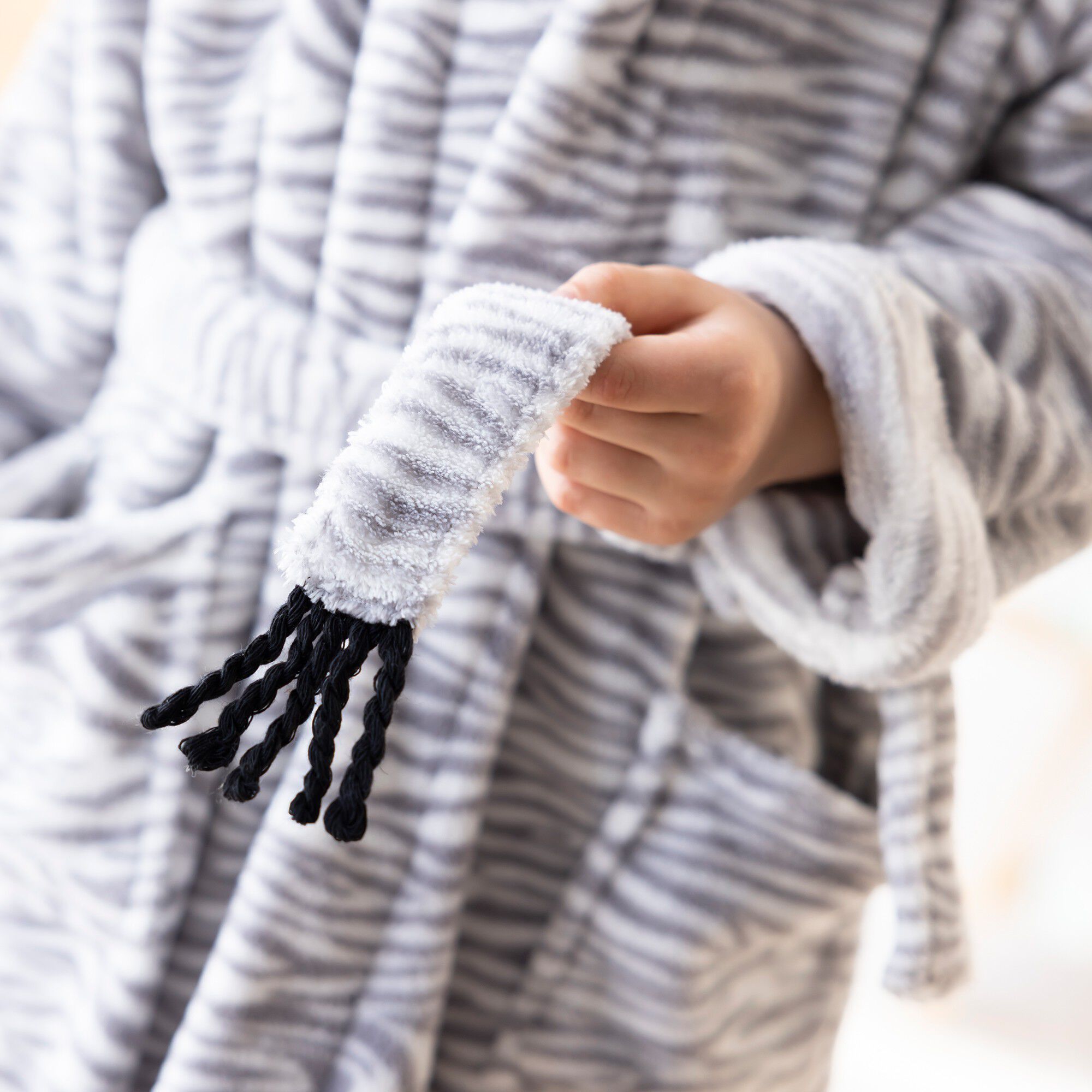 Peignoir de bain enfant à capuche zèbre personnalisable