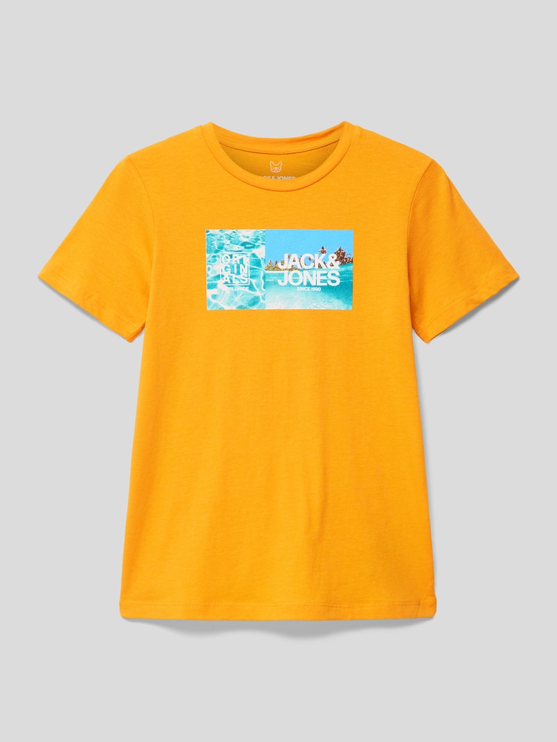 T-Shirt mit Motiv-Print Modell 'BOOSTER' in hellgrau