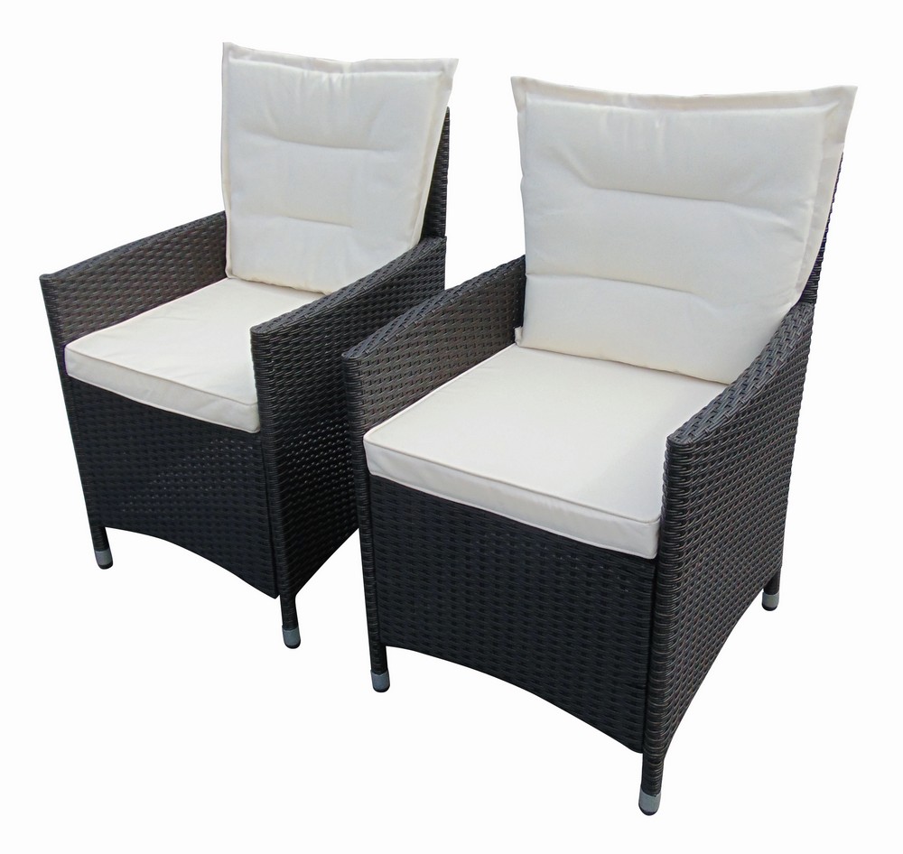 Solax Sunshine Garten-Stühle Rattan 2er-Set, braun