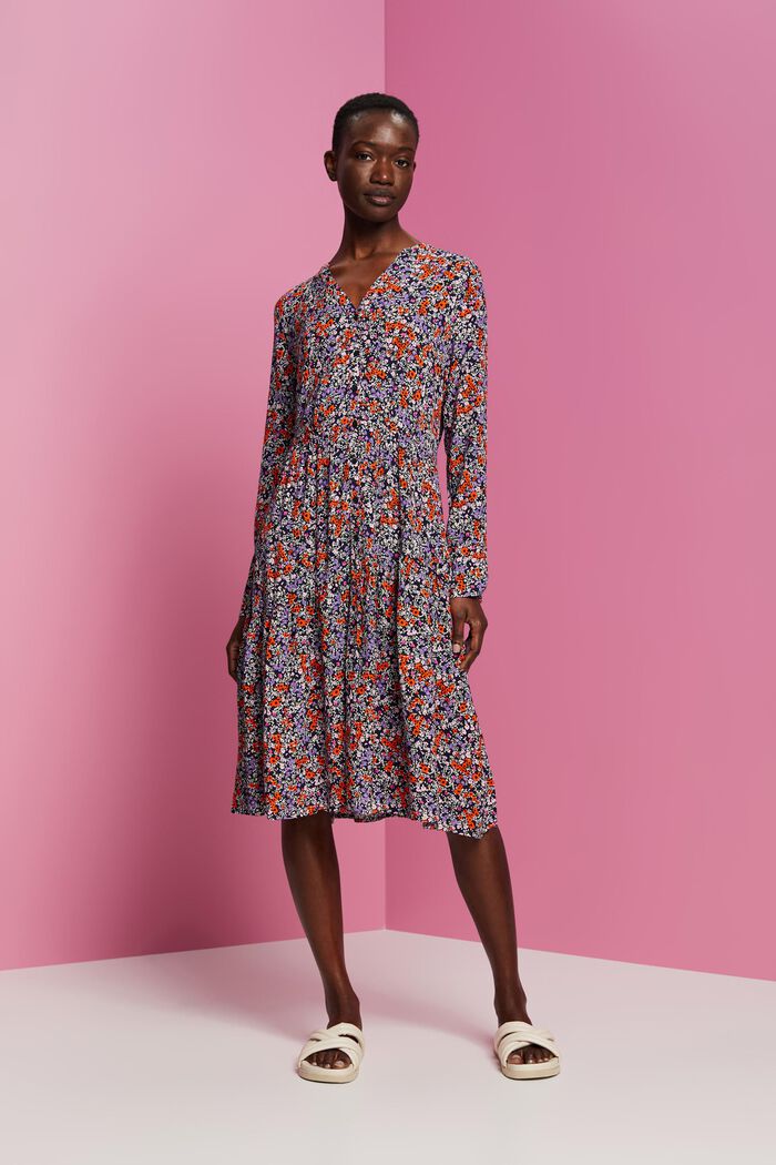 Midikleid mit floralem Allover-Print