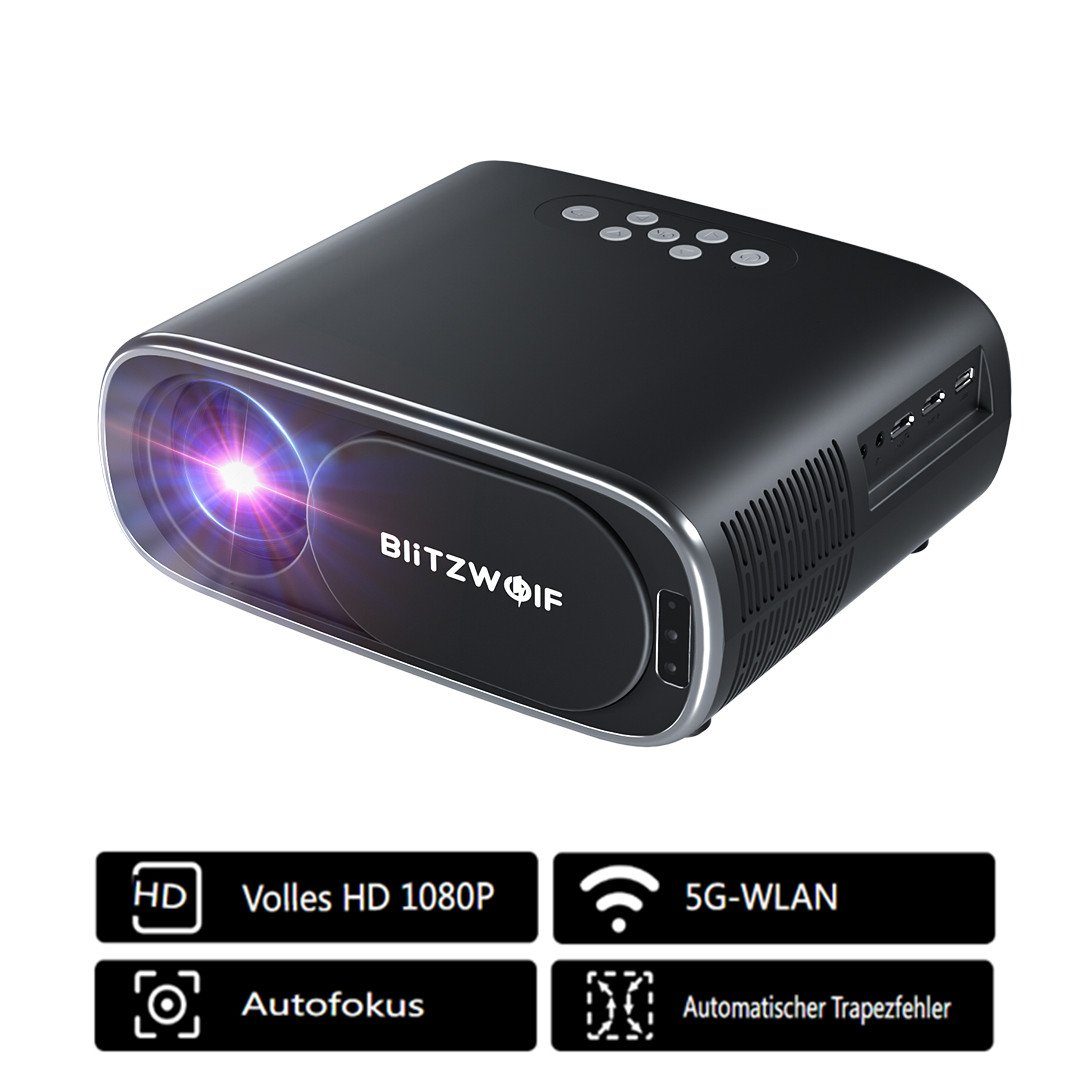 BLiTZWOLF Beamer (1920 x 1080 px, 1000:1, 1080P-Projektor Autofokus, 5G WIFI Bluetooth 5.0, tragbar)