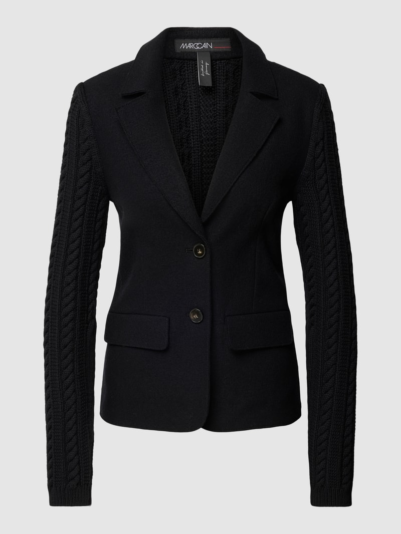 Blazer aus Schurwolle mit Pattentaschen in schwarz