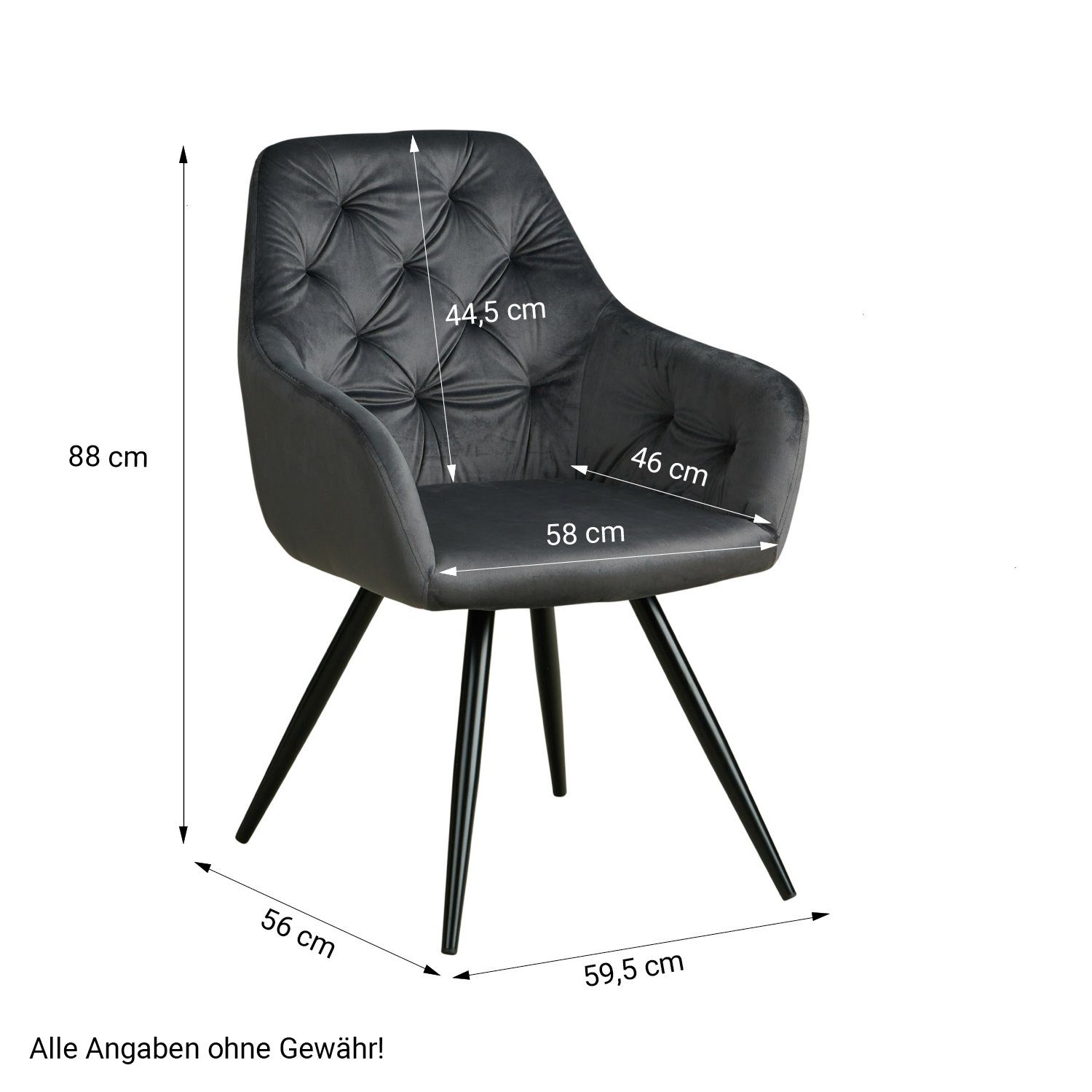 Homestyle4u Esszimmerstuhl Stuhl 6er Set Wohnzimmerstühle Grau Samt Esszimmer (6er Set)