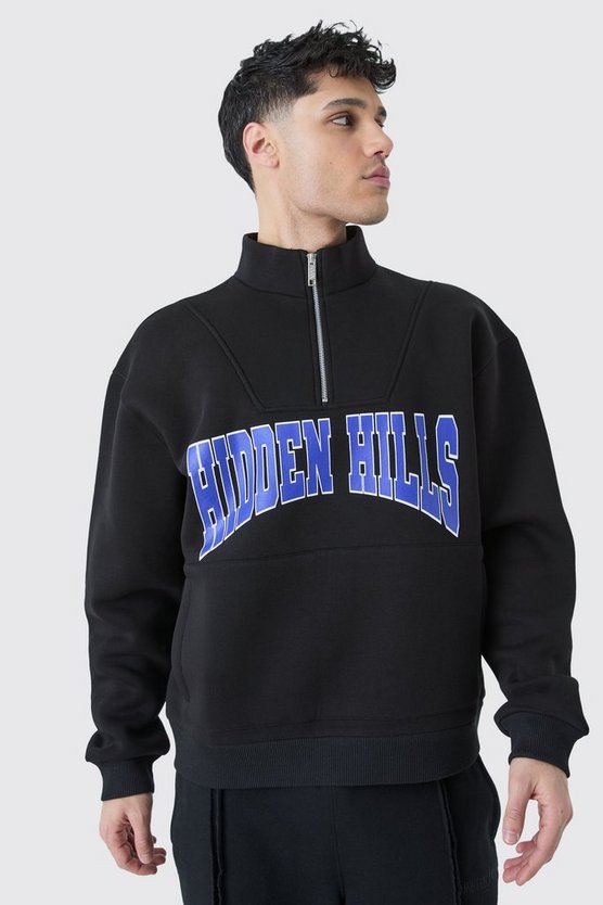 Kastiges Oversize Sweatshirt mit 1/4 Reißverschluss